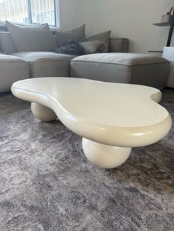 40” Cloud Coffee Table – Modern Cream Sculptural Design