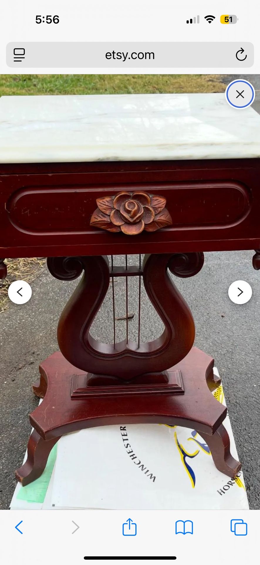 Victorian 1950S Nightstands Or End Tables With Marble Top
