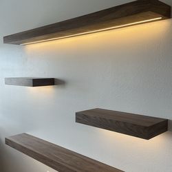 Shelves in White Oak and Walnut Veneer