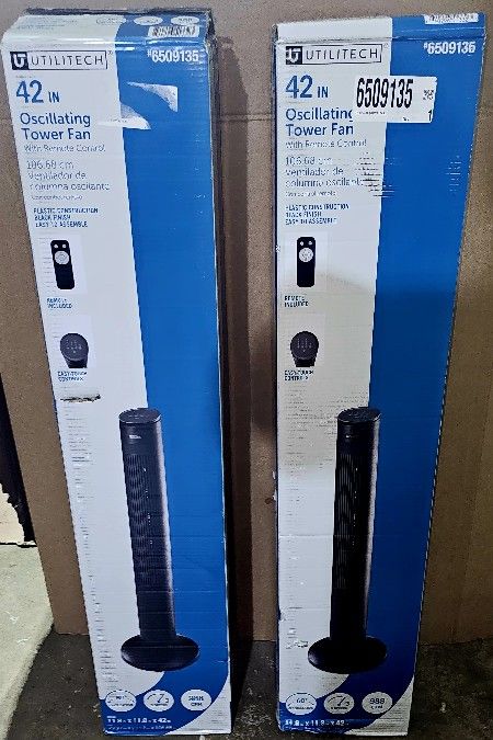 2 UTILITECH 42 Inch Tower Fans