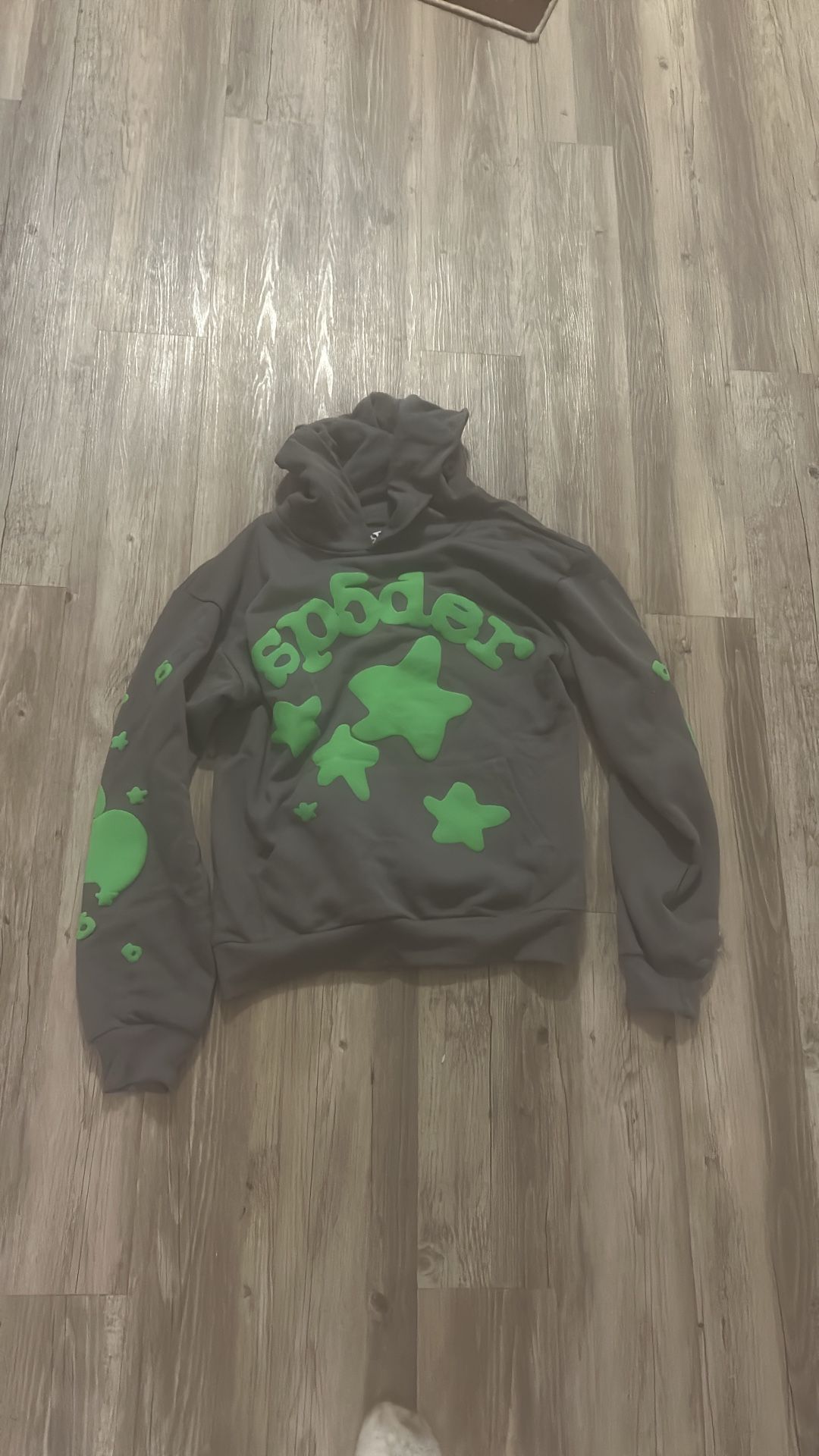 Sp5der Hoodie Green and Grey Beluga