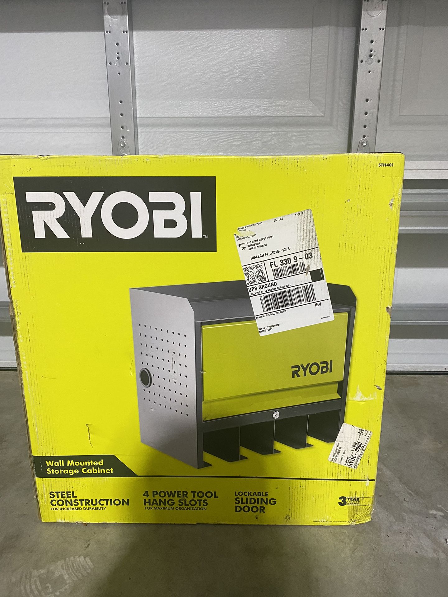Brand new Ryobi wall mounted storage cabinet