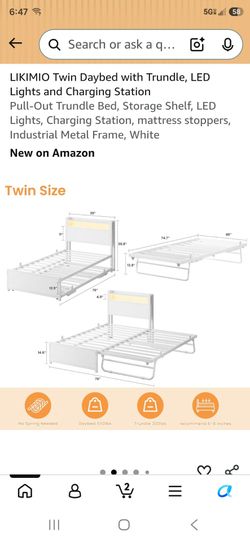 Twin Trundle bed with frame and serta mattresses