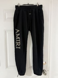 AMIRI Baumwolle Sweatpants Jogger Hose mit Leopard Logo Stickerei Schwarz Small