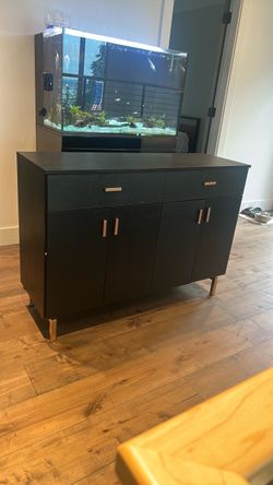 Moving Sale - Black gold accent handle credenza
