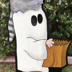 RACCOON HAT GHOST - PEANUTS GREAT PUMPKIN HALLOWEEN LAWN ART 