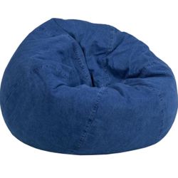 Flash Furniture Dillon Small Bean Bag Chair for Kids and Teens, Foam-Filled Beanbag Chair with Machine Washable Cover, Denim. New but without box