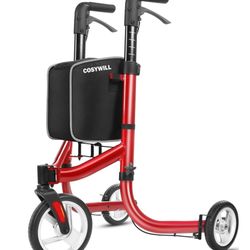 COSYWILL 3 Wheel Rollator Walkers for Seniors,Ultra Lightweight Foldable Walker for Elderly with Storage Bag, 10" Three Wheel Modern Mobility Walking 