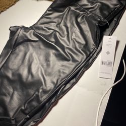 Black Faux Leather Jeans