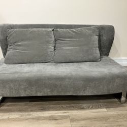 Coaster Love Seat + Pillows Converts to Futon Sleeper - Grey - Washable Cover