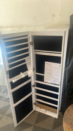 White Wall-Mount Jewelry Armoire Cabinet