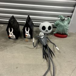 THE NIGHTMARE BEFORE CHRISTMAS Jack Skeleton Disneyland Popcorn Bucket + Figures