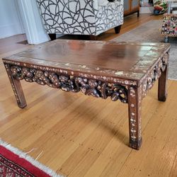 Mid Century Chinese Mother of Pearl Inlay Opium Table or Coffee