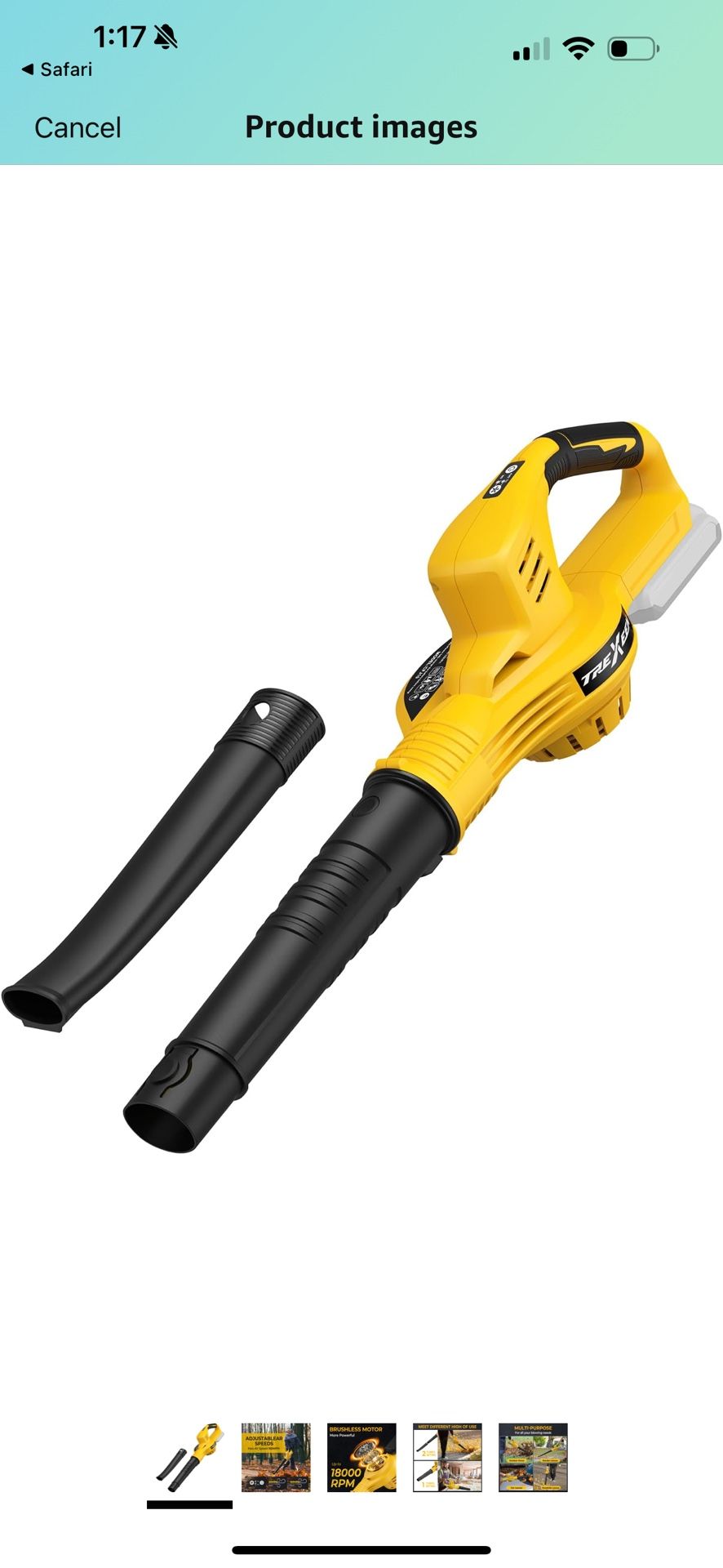 Cordless Leaf Blower for Dw 20V Battery,【Battery Not Included】 Electric Leaf Blower Up to 150MPH,2 Speed Mode,180CFM High Speed Small Blower for Lawn 