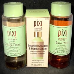 NEW Pixi Skintreats Lot - Botanical Collagen & Retinol Serum, Glow Tonic & Retinol Collagen Tonic