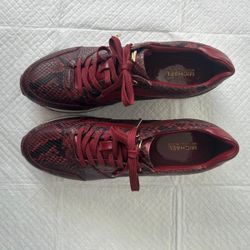 Michael Kors Billie Trainer Sneakers, Red Leather Snake. Size 9.5.
