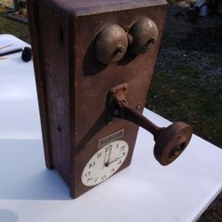 Antique Wood Telephone Repurposed Clock