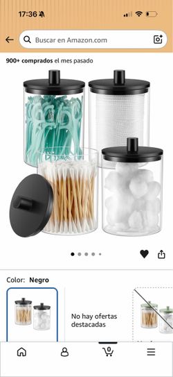 Clear Apothecary Jars with Black Lids – 4 Pack