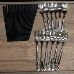 Heavyweight Commercial Chopsticks (12 pairs) and Forks (12)