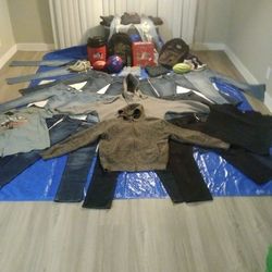 20 Pairs Of Jeans 2 Shirts 2 Hoodies A Pair Of Jordans Of Van's 