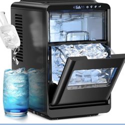 Crescent Ice Maker Countertop, 28Lbs/24H Ice Production, 16 Cubes in 6 Mins, Portable Countertop Ice Maker Machine with Self-Cleaning for Home & Kitch