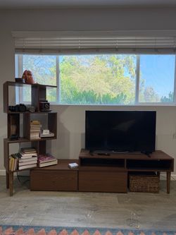 Mid-Century Modern TV Stand + Matching Ladder Book Shelf