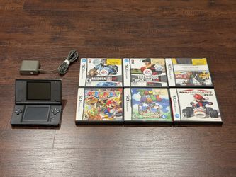 Nintendo DS Lite – Black | 6 Games + Charger | Mario Kart DS, Mario Party DS & More | Fully Tested!