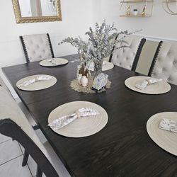 Almost New Wood Adjustable Table And Chairs