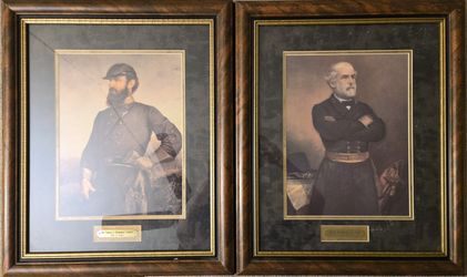 Vintage J.A. Elder Wood Framed Prints  Robert E. Lee & Thomas J. "Stonewall" Jackson 20" X 24"