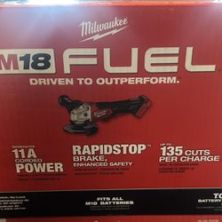 M18 FUEL 18V Lithium-Ion Brushless Cordless 4-1/2 in./5 in. Grinder w/Paddle Switch