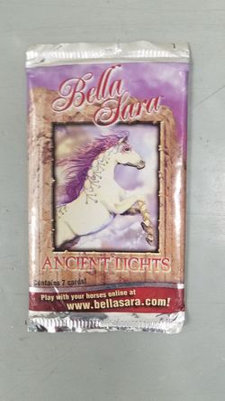 Bella Sara 2005/2007 Sealed 7 Card Ancient Lights Unicorn on front.