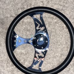 Chrome Steering Wheel With Design