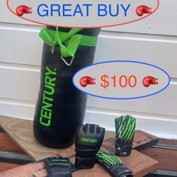 CENTURY 40 Pound Punching Bag 🥊+ Hanging Hardware/Mount 🥊+ Adult -Gloves & Youth-Gloves 🥊 📍All New 📍