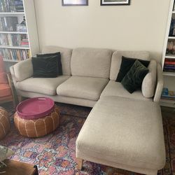 Beige Couch With Ottoman