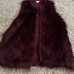 Faux Fur Burgundy Vest 