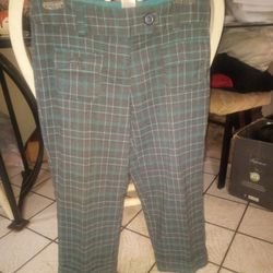 Teal/Black plaid slacks