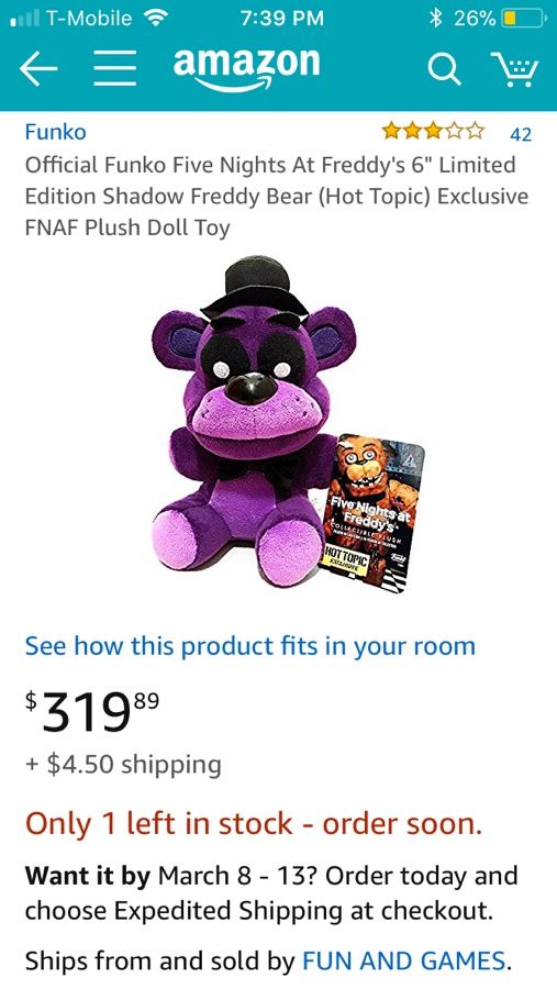 Five nights at freddy's plush toy series 1, SHADOW FREDDY for Sale in Apple  Valley, CA - OfferUp