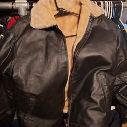 Womens Like New Black Leather Winter Jacket Size Large Make Offer