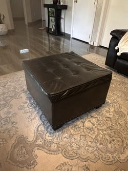 Faux Leather Ottoman Storage