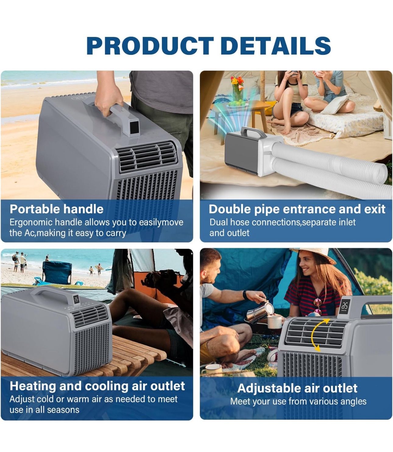 Portable Air Conditioner, 5460BTU Fast Cooling Outdoor Air Conditioner, 600W Power Consumption Tent