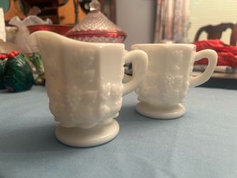 WESTMORELAND milk glass cream and sugar dishes