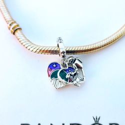 Genuine PANDORA Disney Wall-E Heart Double Dangle W/Pouch