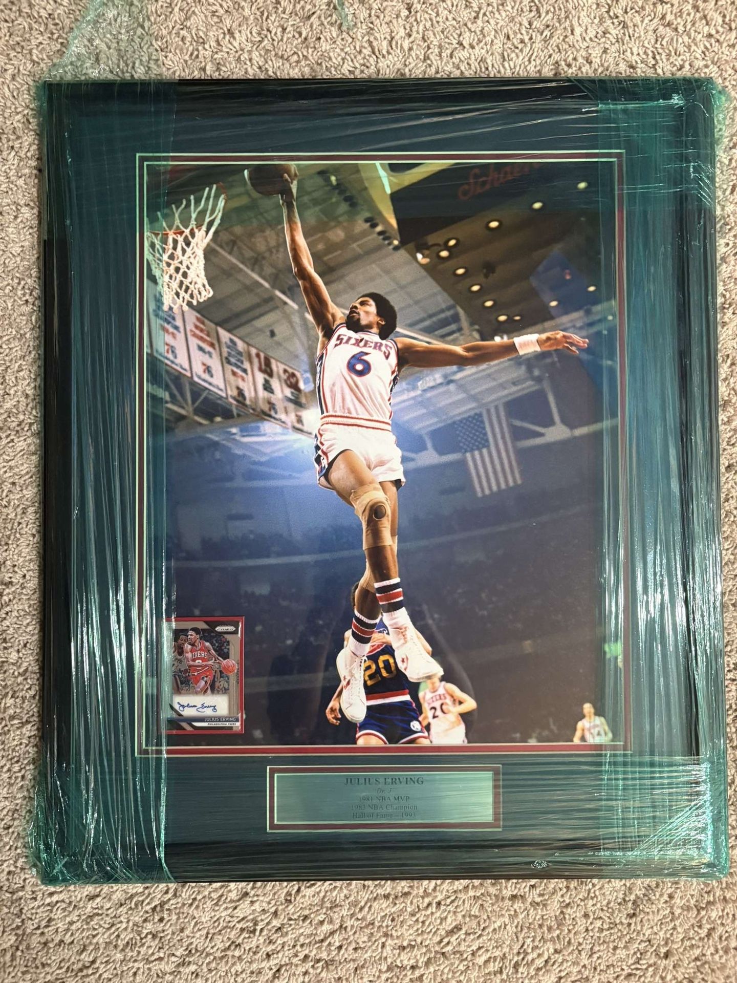 Autographed and Framed Julius Irving Card with Picture