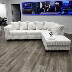 Fluffy Corduroy L Sectional Sofa Couch