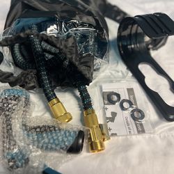 100 Foot Long  Water Hose With Nozzle And Pressure Control Valve And Wall Mount