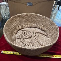 Unusual Large  Folding Wicker Handled Basket