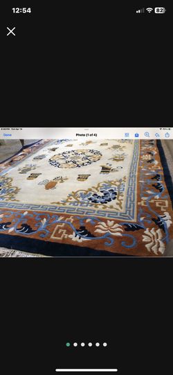 Handy made Indian rug100% wool  pile ivory rust 12 x 9  $300