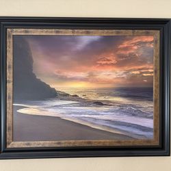 Modern Beach Canvas Wall Art Large Framed for Living Room, Bedroom, Office Decor