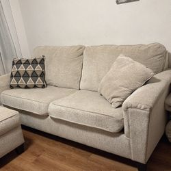 Couch, Pillows, Ottoman