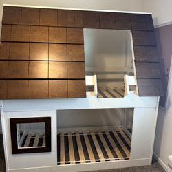 Twin Size Bunk Bed House With slide
